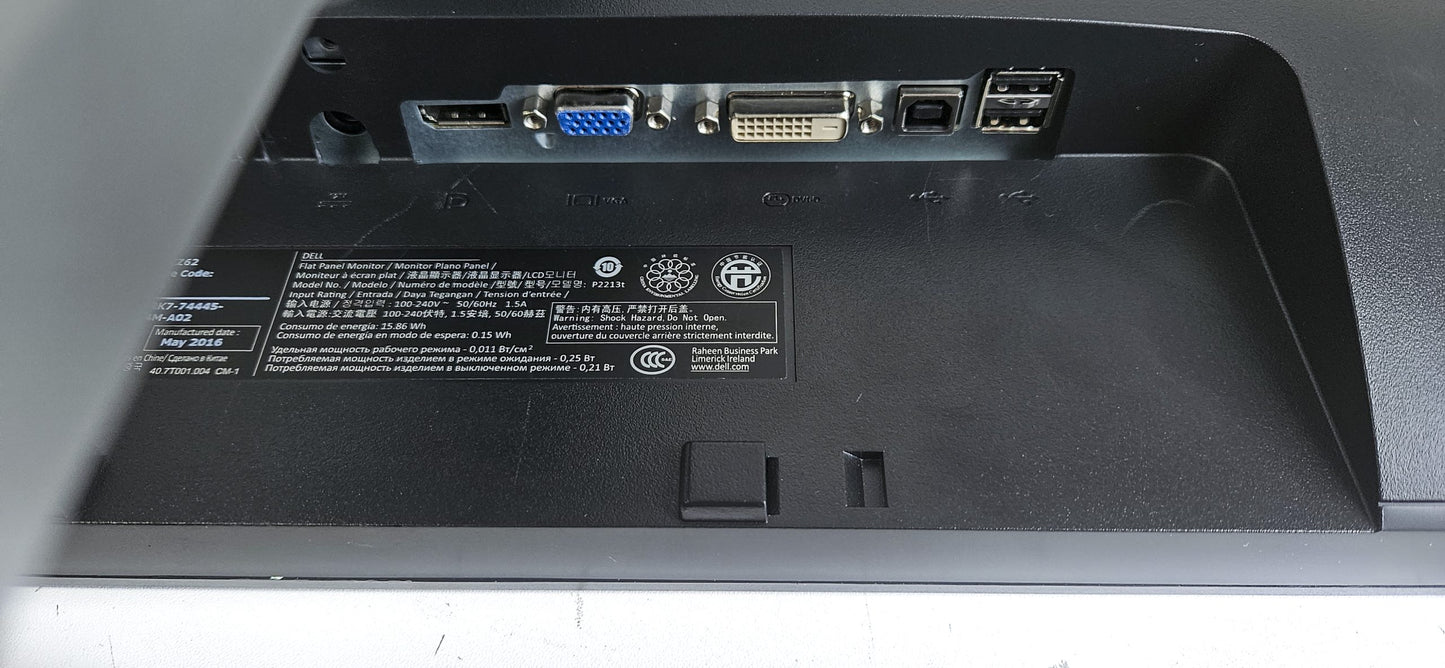 Dell P2213T 22" LCD Monitor DP VGA DVI