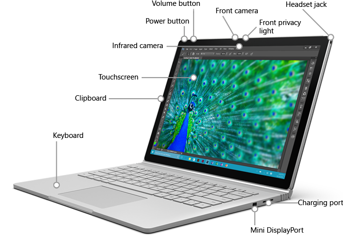 Microsoft Surface Book Laptop i5-6300U 8GB RAM 128GB SSD Win 10 - Very Good