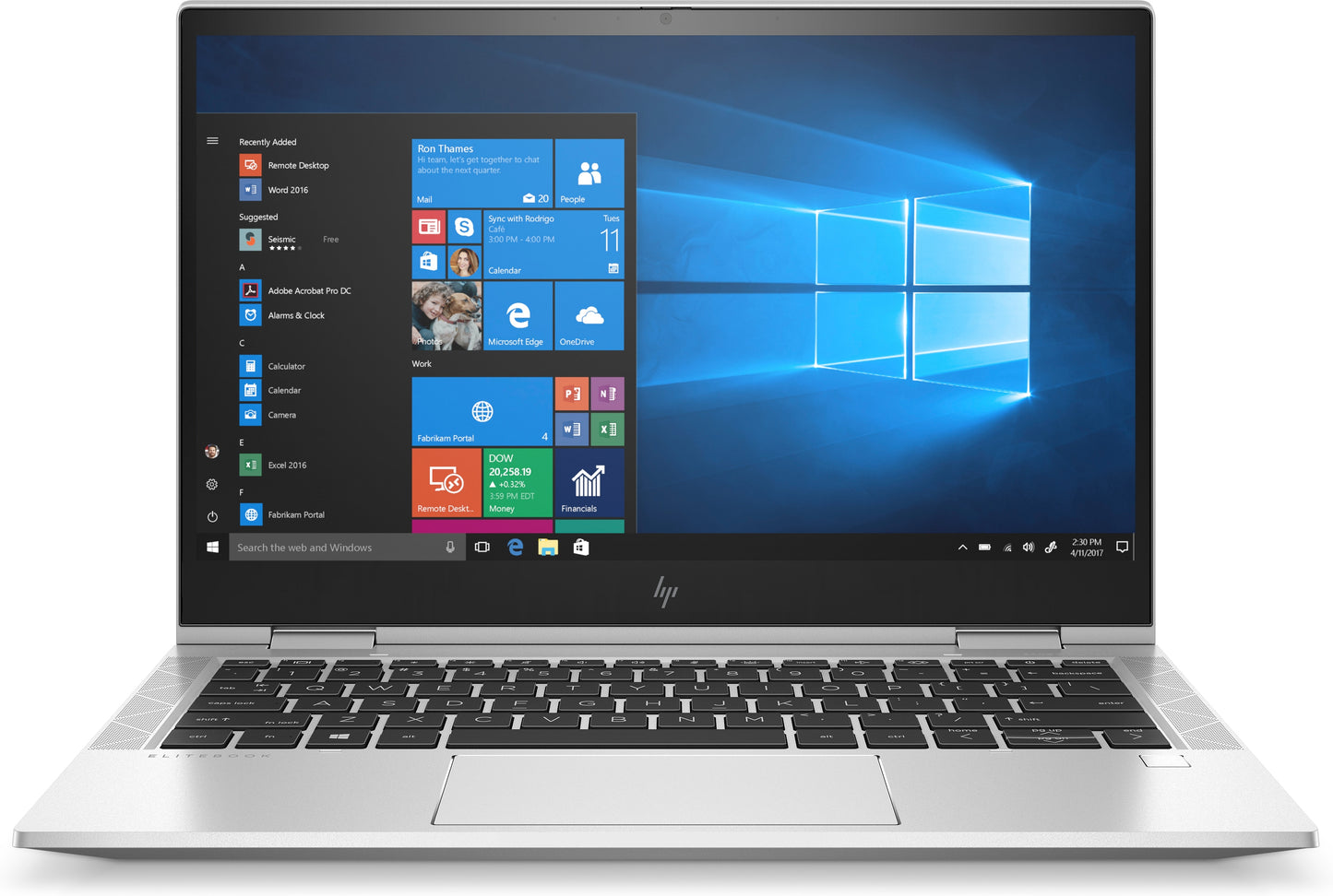 HP EliteBook x360 830 G7 front view